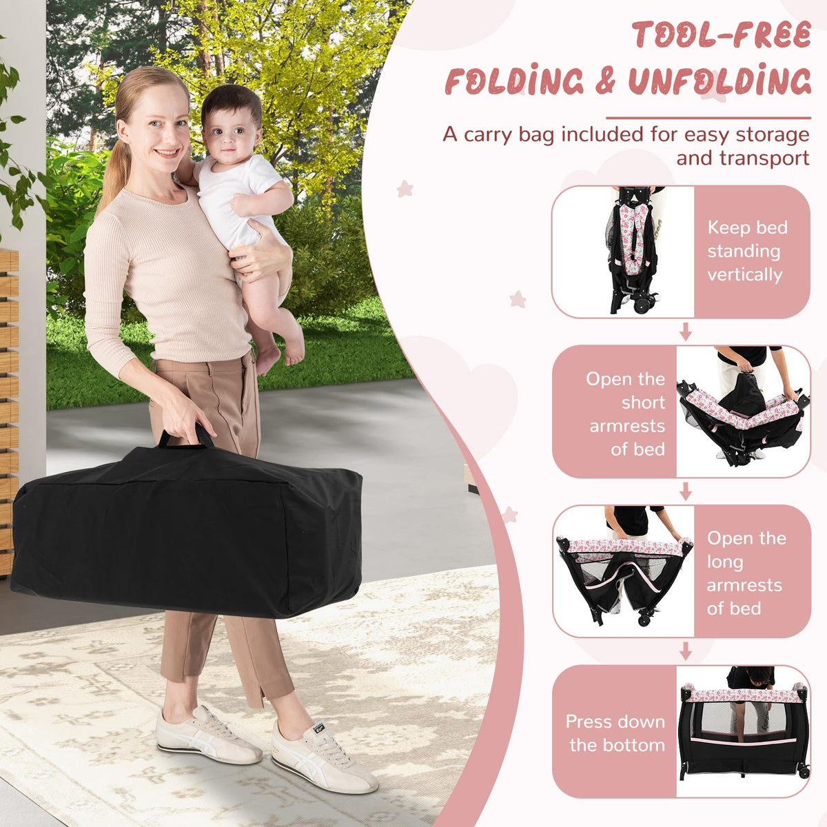 4 in 1 Portable Baby Playpen with Bassinet M9252