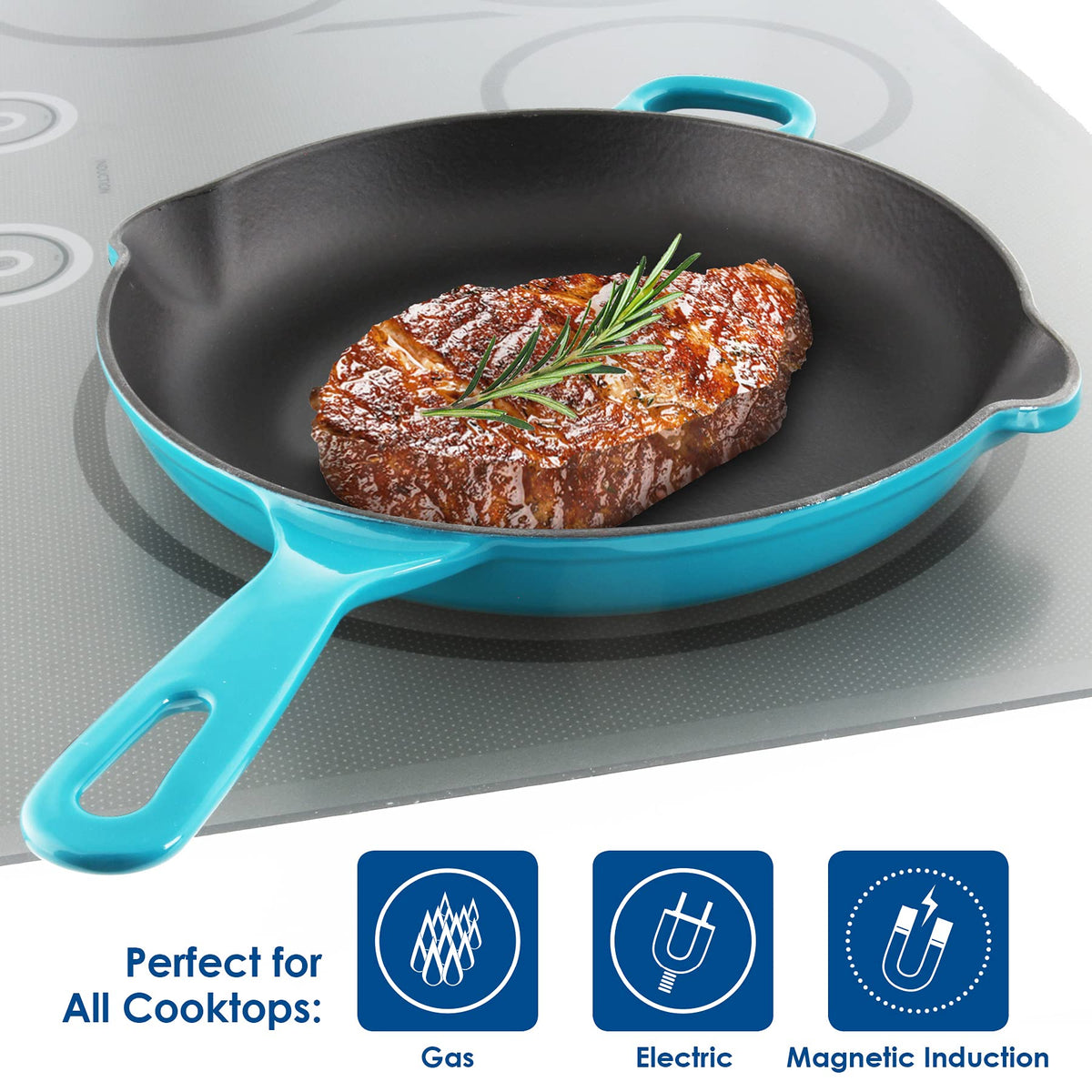 Cast Iron Skillet, 10 inch, Sea Blue I9478