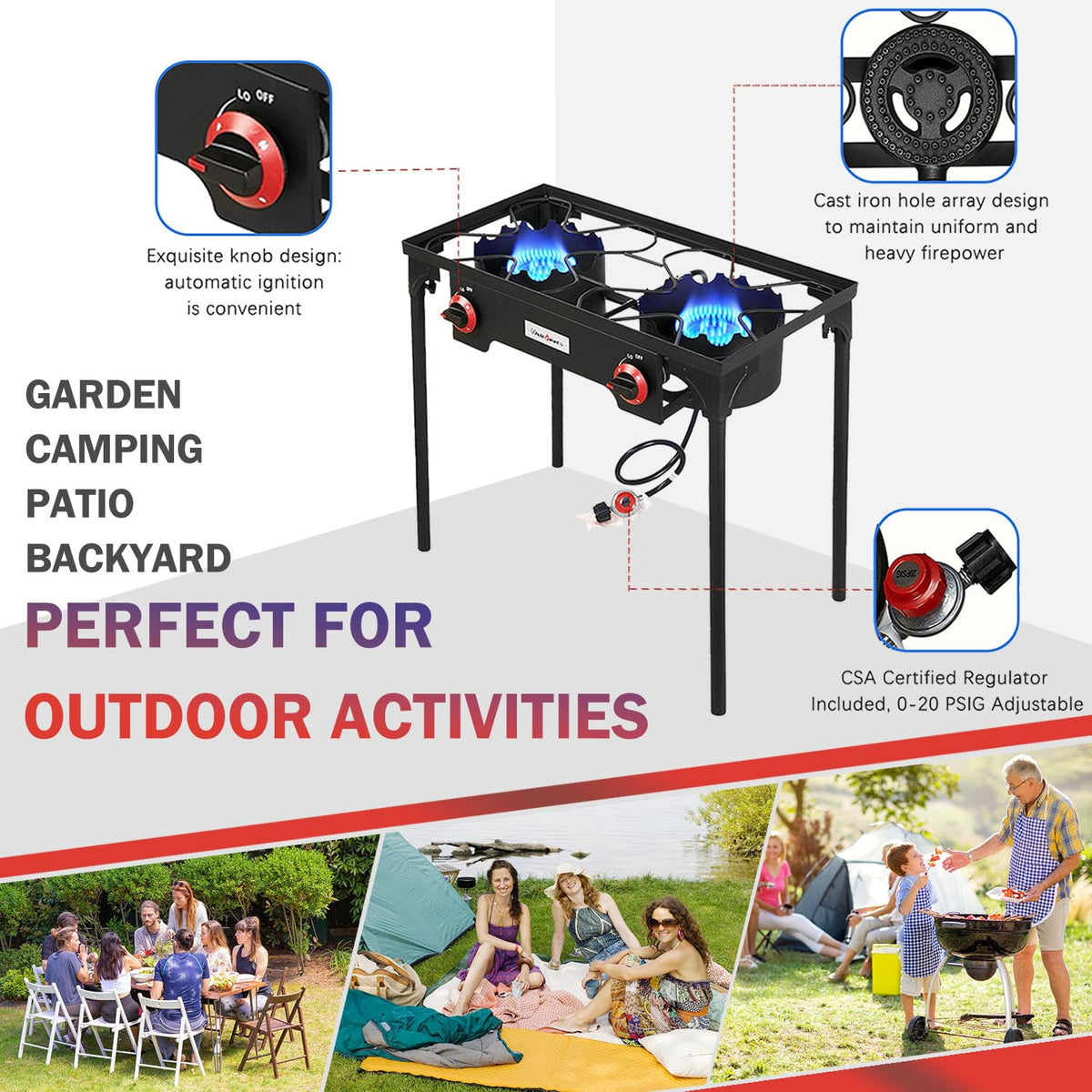 2 Burner Portable Propane Gas Grill N3886