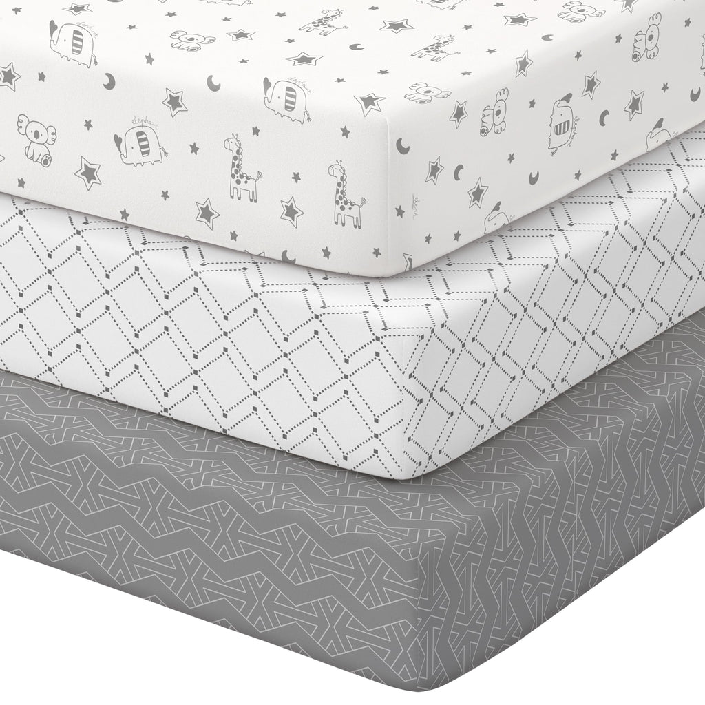 Baby Pack and Play Sheets Fitted 38x26 White Dark Gray C3660