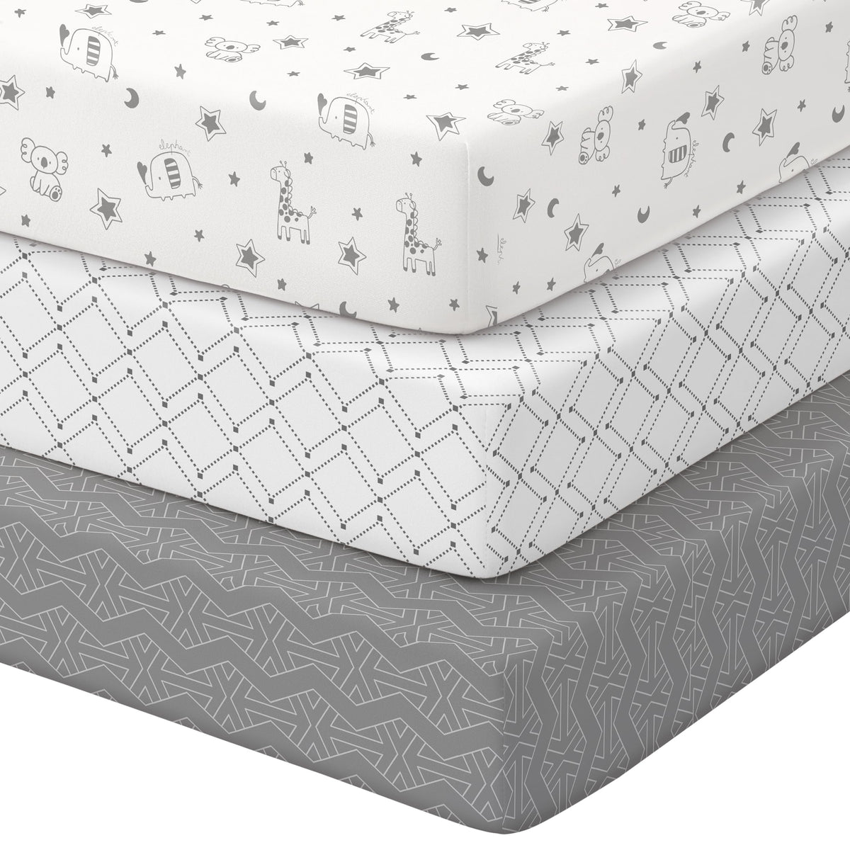 Baby Pack and Play Sheets Fitted 38x26 White Dark Gray C3660