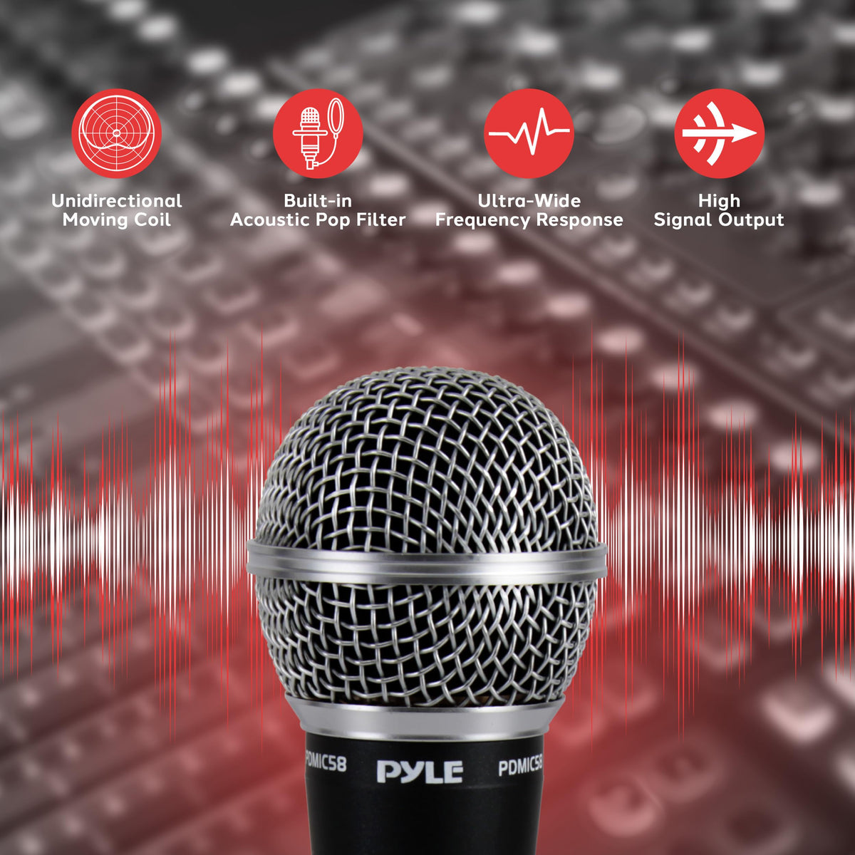 4-Pack Unidirectional Handheld Dynamic Microphone with XLR Cable U64505
