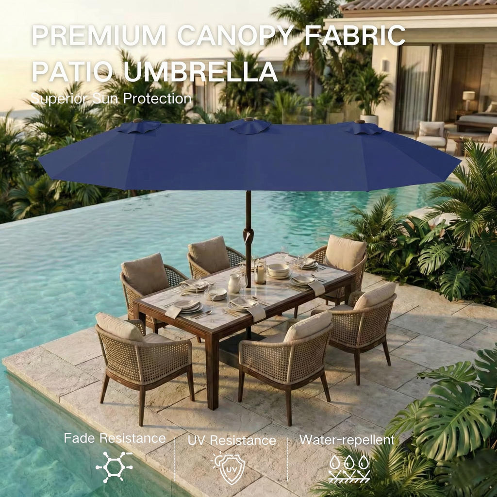 15ft Double-Sided Rectangle Patio Umbrella with Base T449312