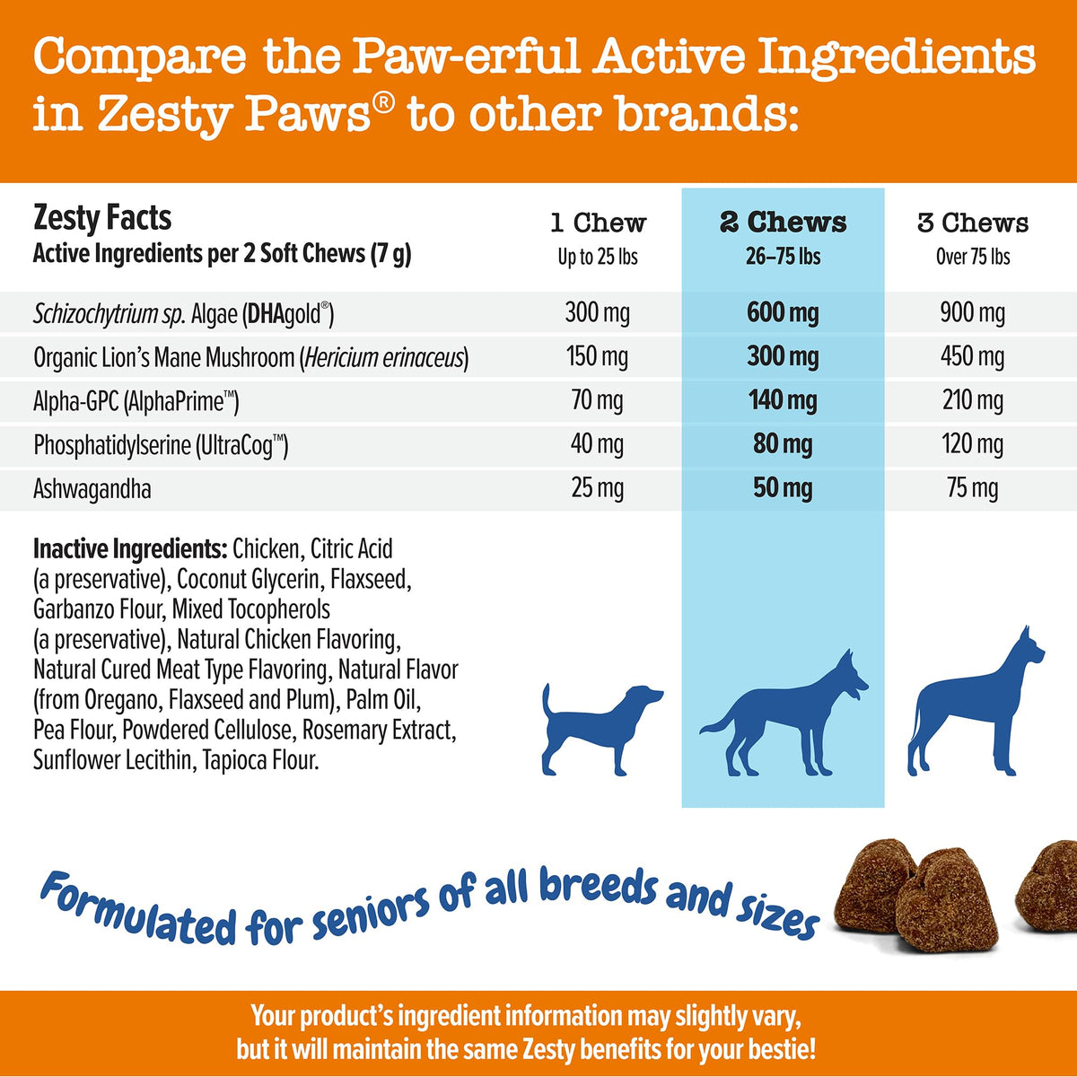 Senior Dog Supplement Cognition Chews Chicken 90 Ct B50492