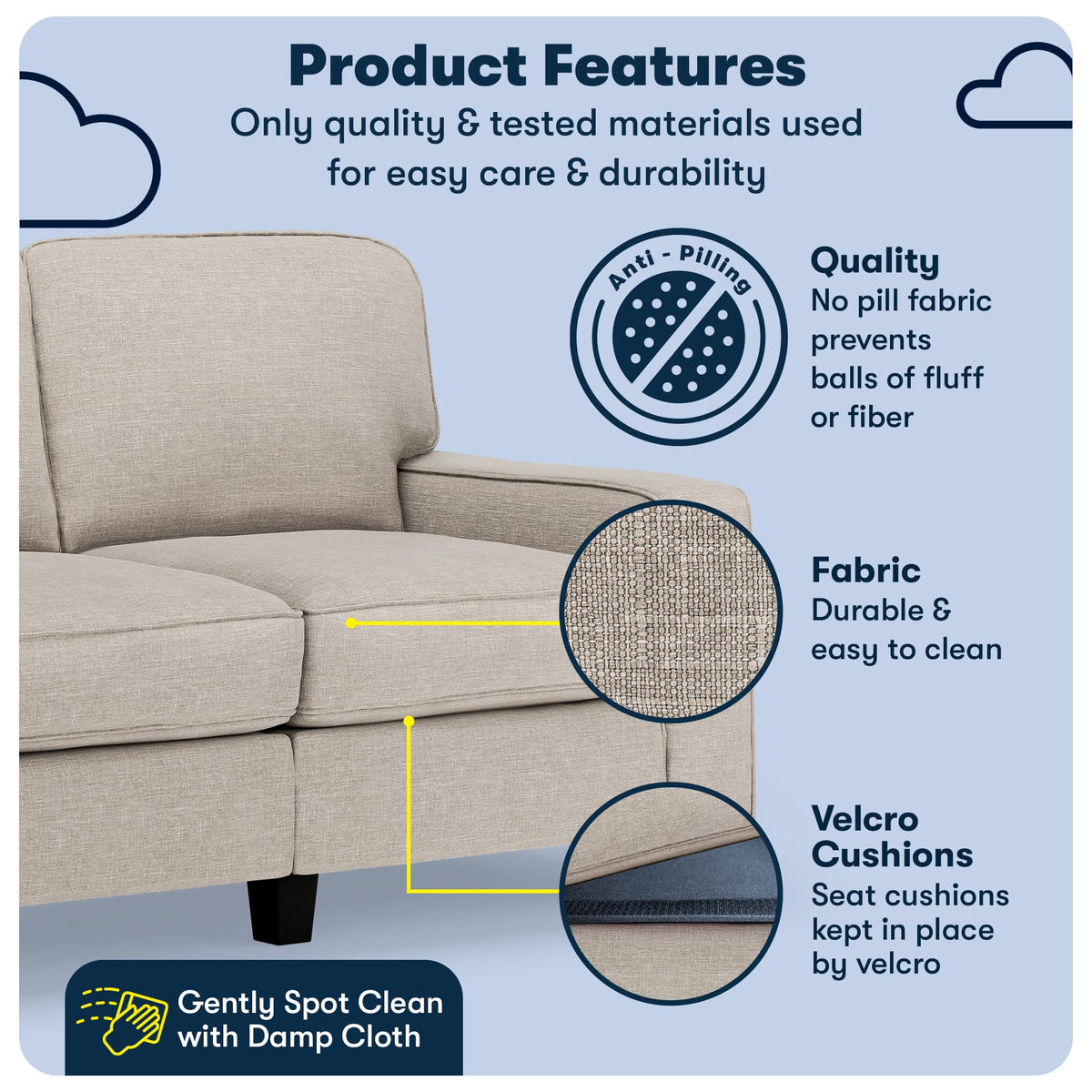 Light Gray Polyester Sofa W781536