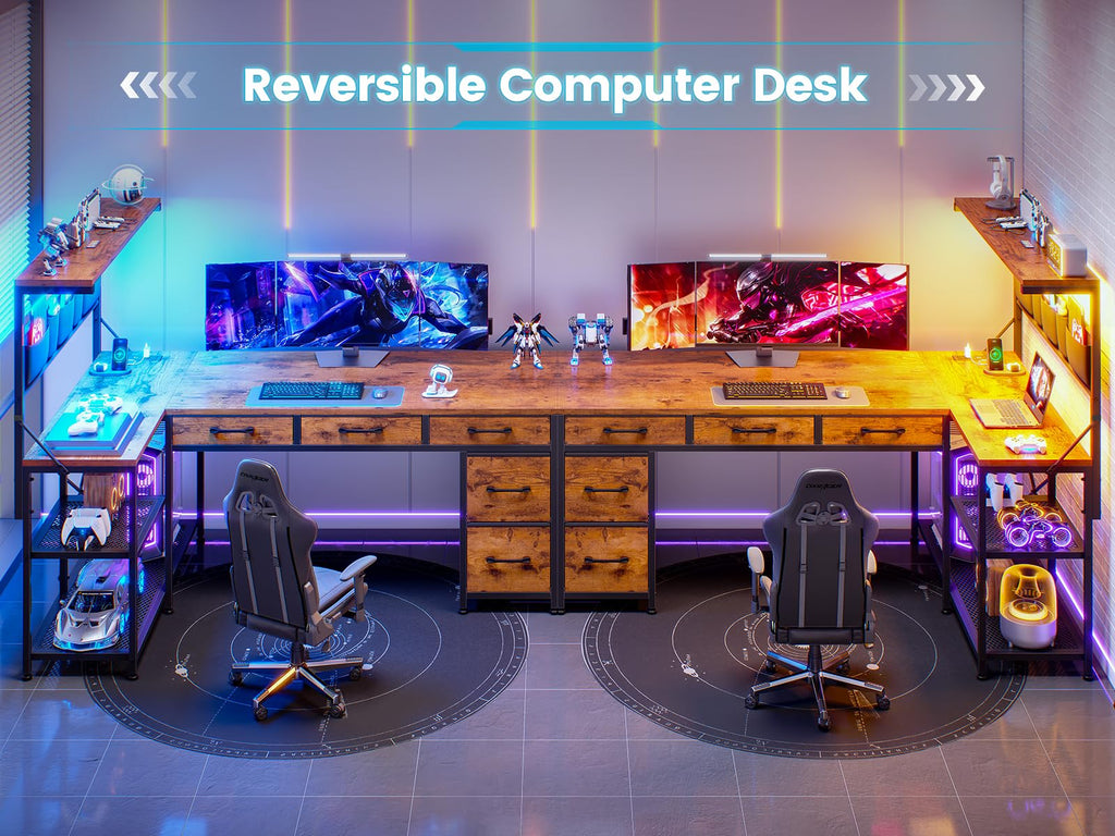 47.2" Reversible L Shaped Office Desk with Drawers F607