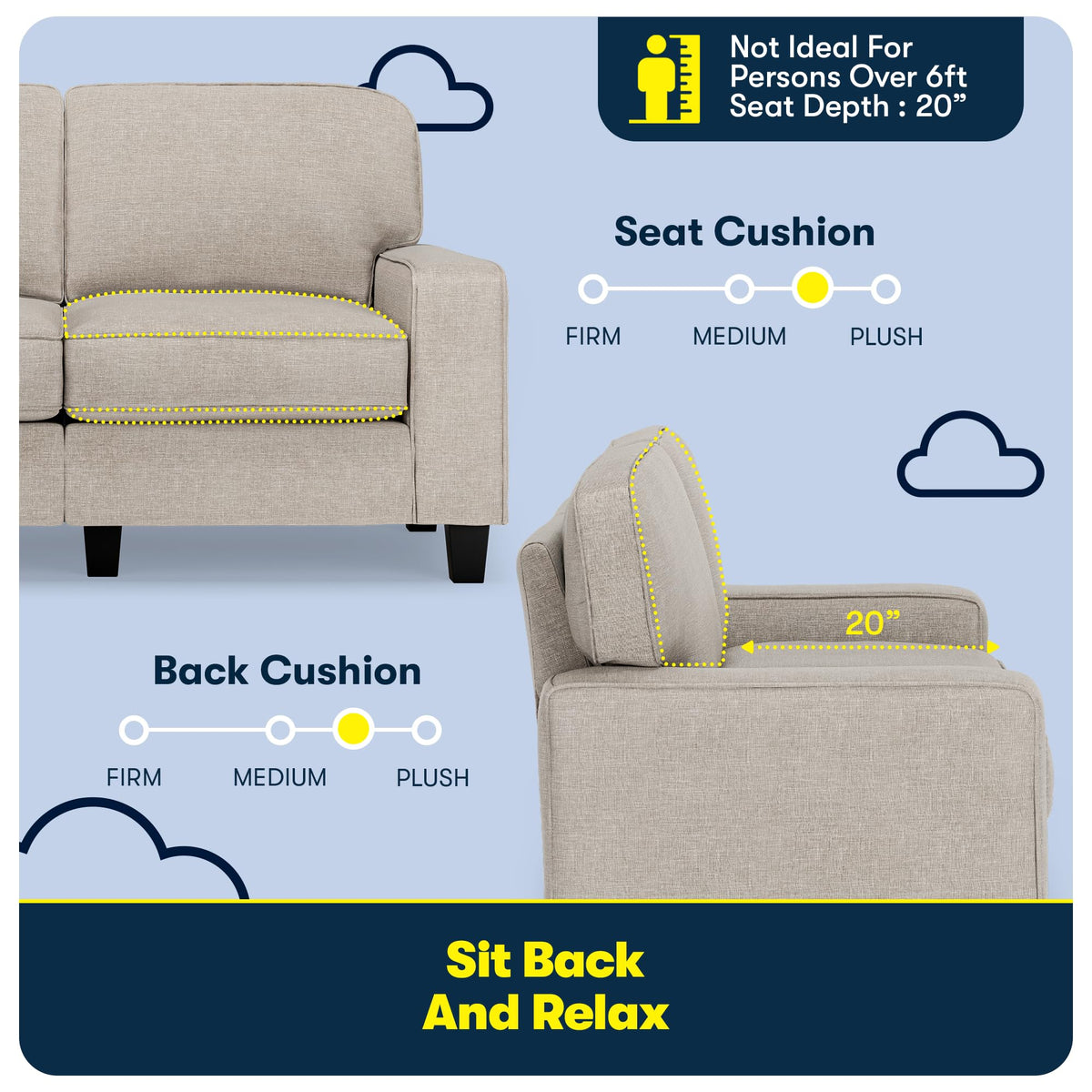 Light Gray Polyester Sofa W781536