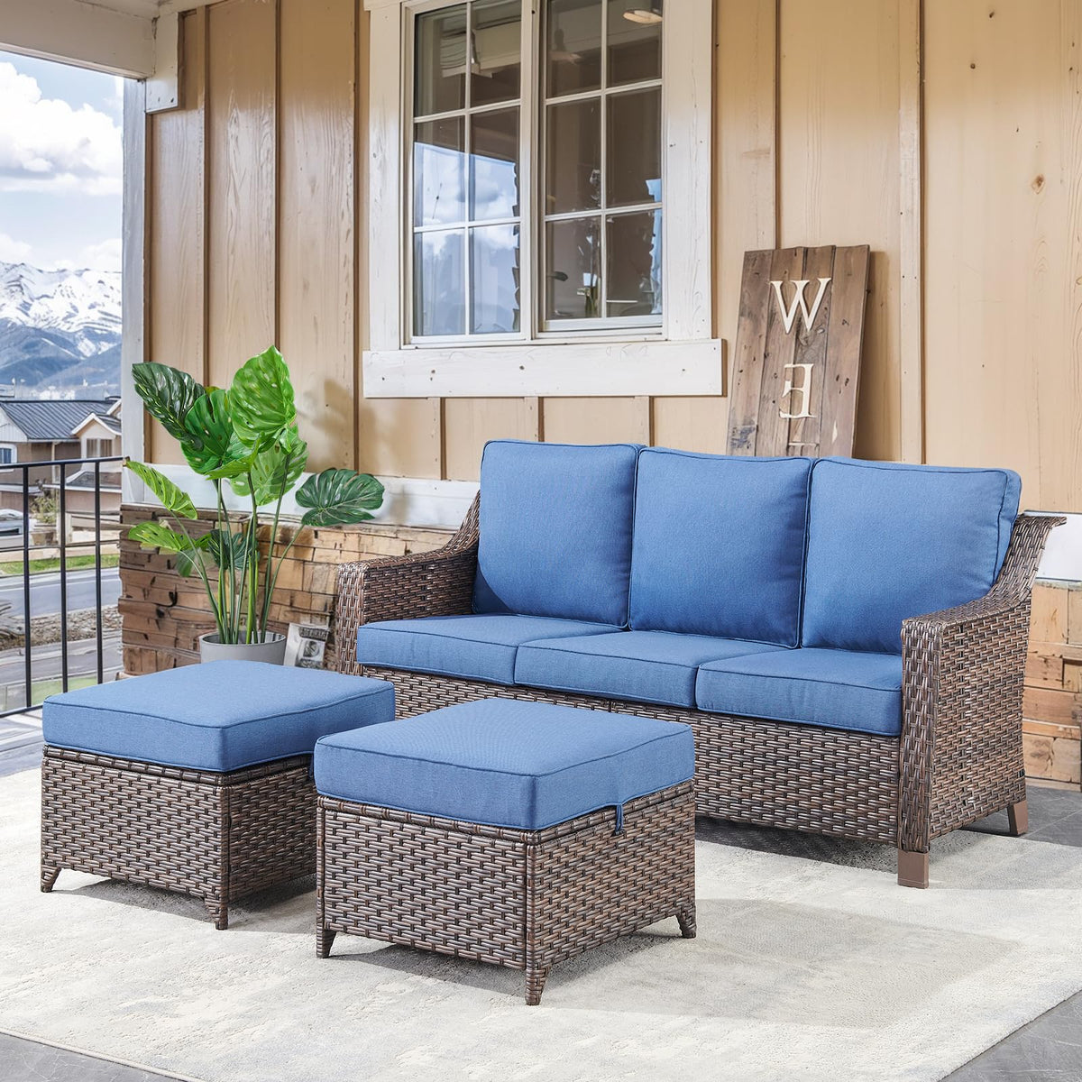 Brown PE Wicker Outdoor Sofa Z94450