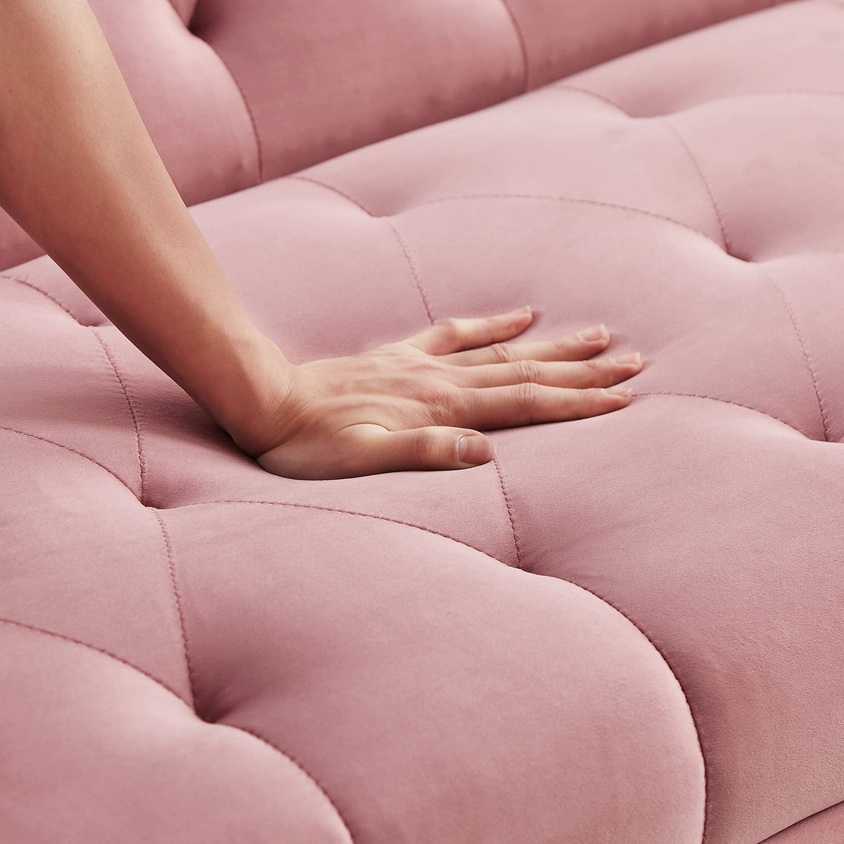 Pink Velvet Convertible Sleeper Sofa Bed C8802