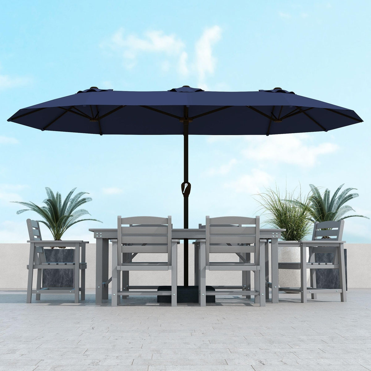 15ft Double-Sided Rectangle Patio Umbrella with Base T449312