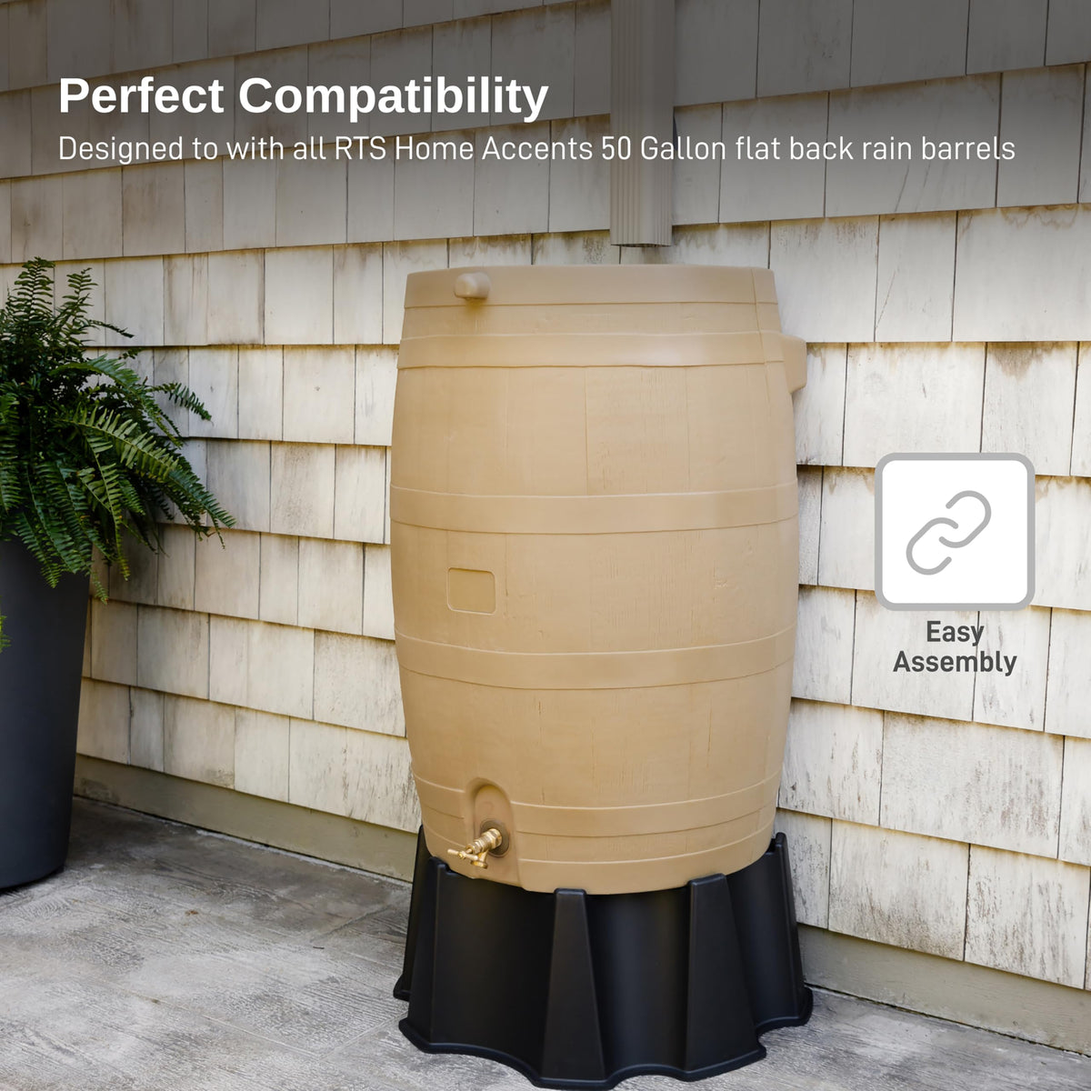 50-Gallon Black Rain Barrel Stand X1258