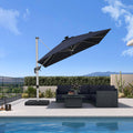 Navy Blue 10' X 10' Solar LED Patio Umbrella with Base J448268