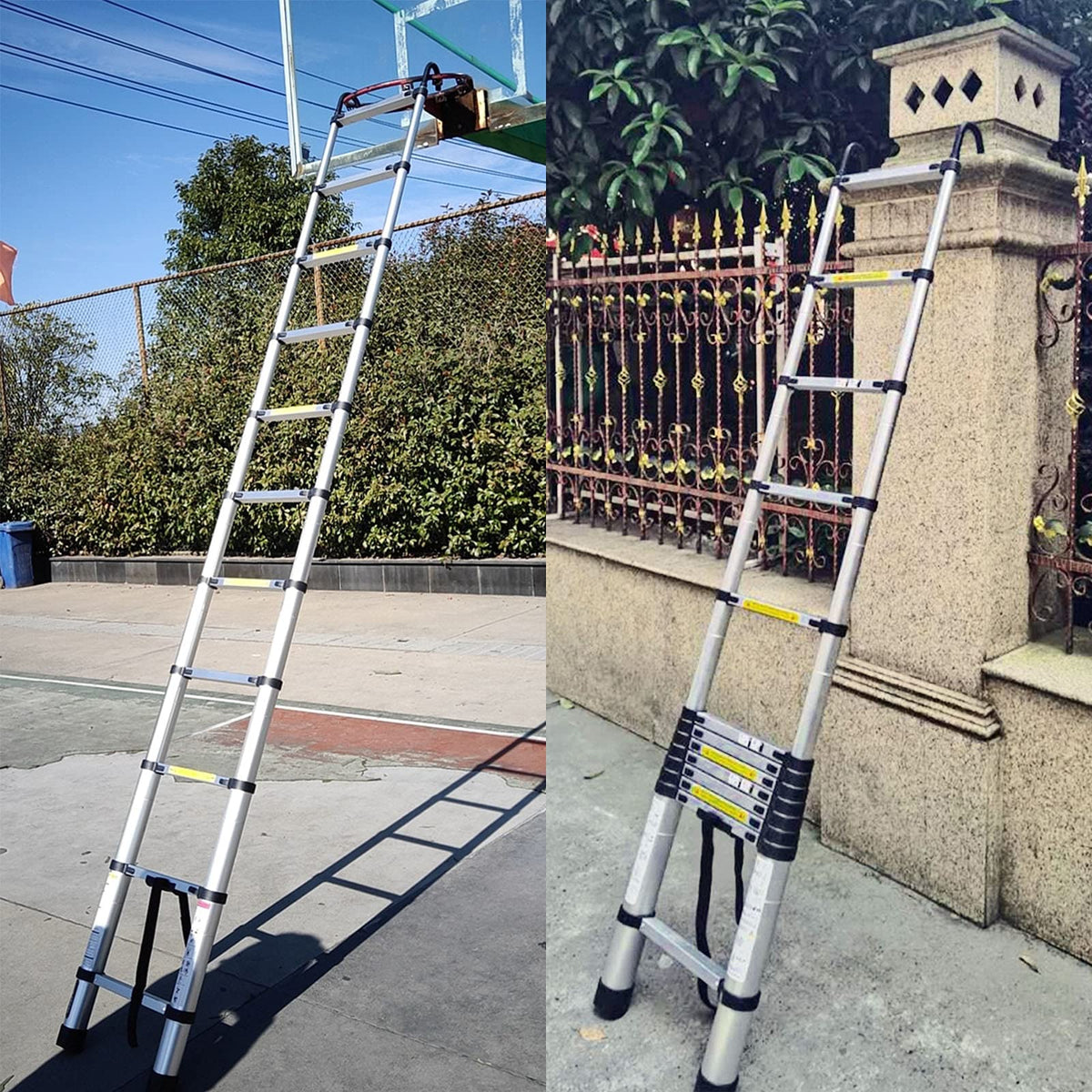 20.5FT Aluminum Telescoping Ladder with 2 Detachable Hooks H981857