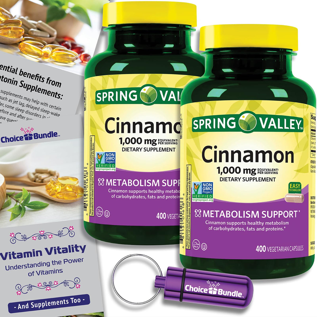 Cinnamon Supplement 1000mg Vegetarian Capsules 800 Total Z485