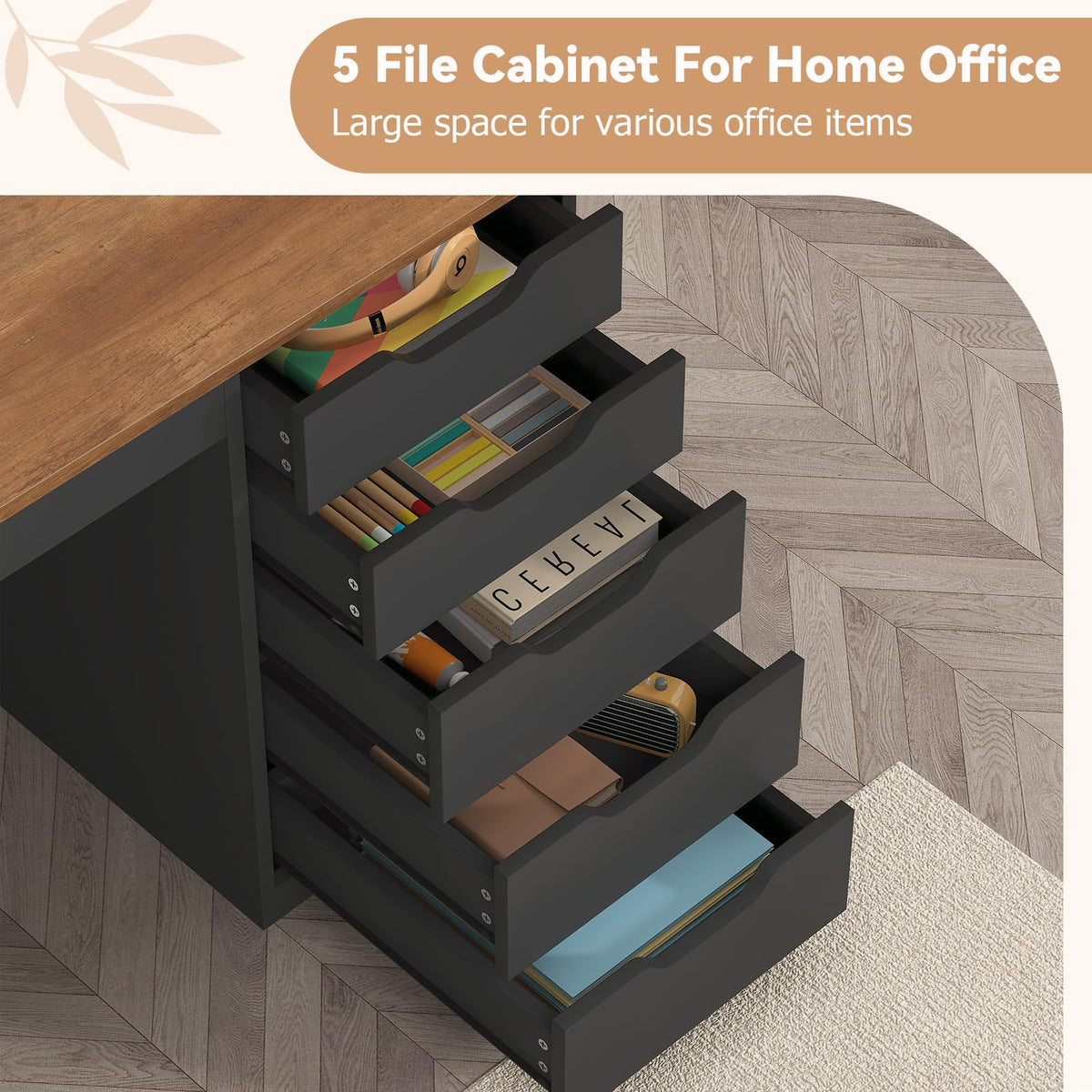 47 Inch Computer Desk with 5 Drawers N194181