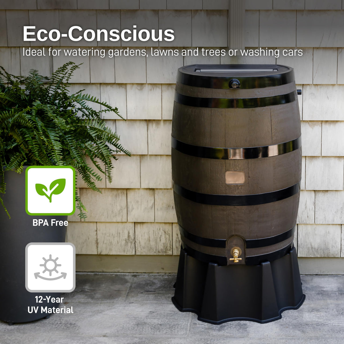50-Gallon Black Rain Barrel Stand X1258