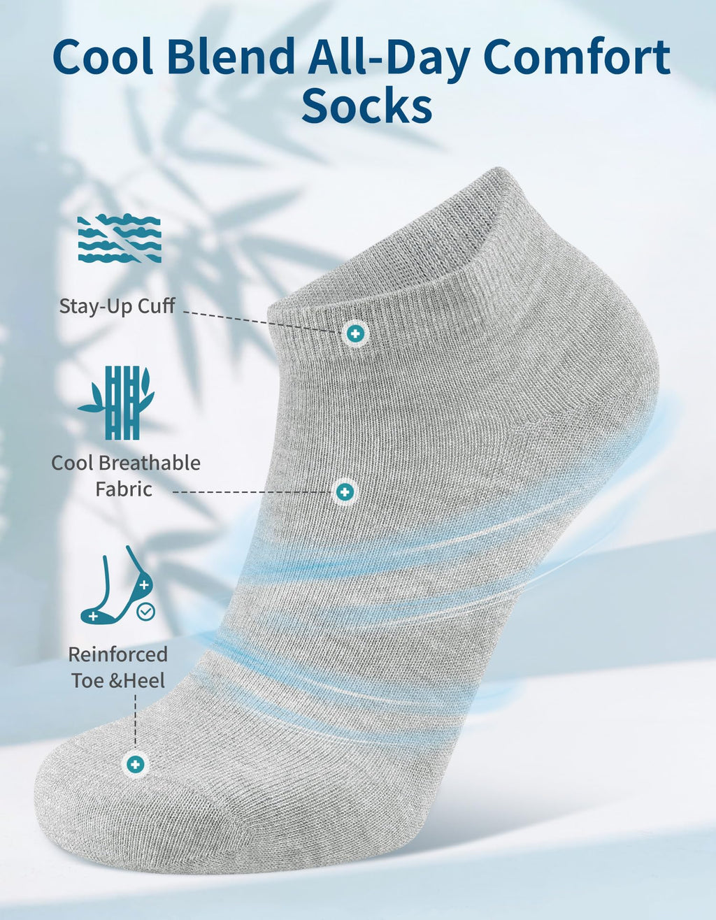 Bamboo Viscose Thin Ankle Socks 6 Pairs K3557