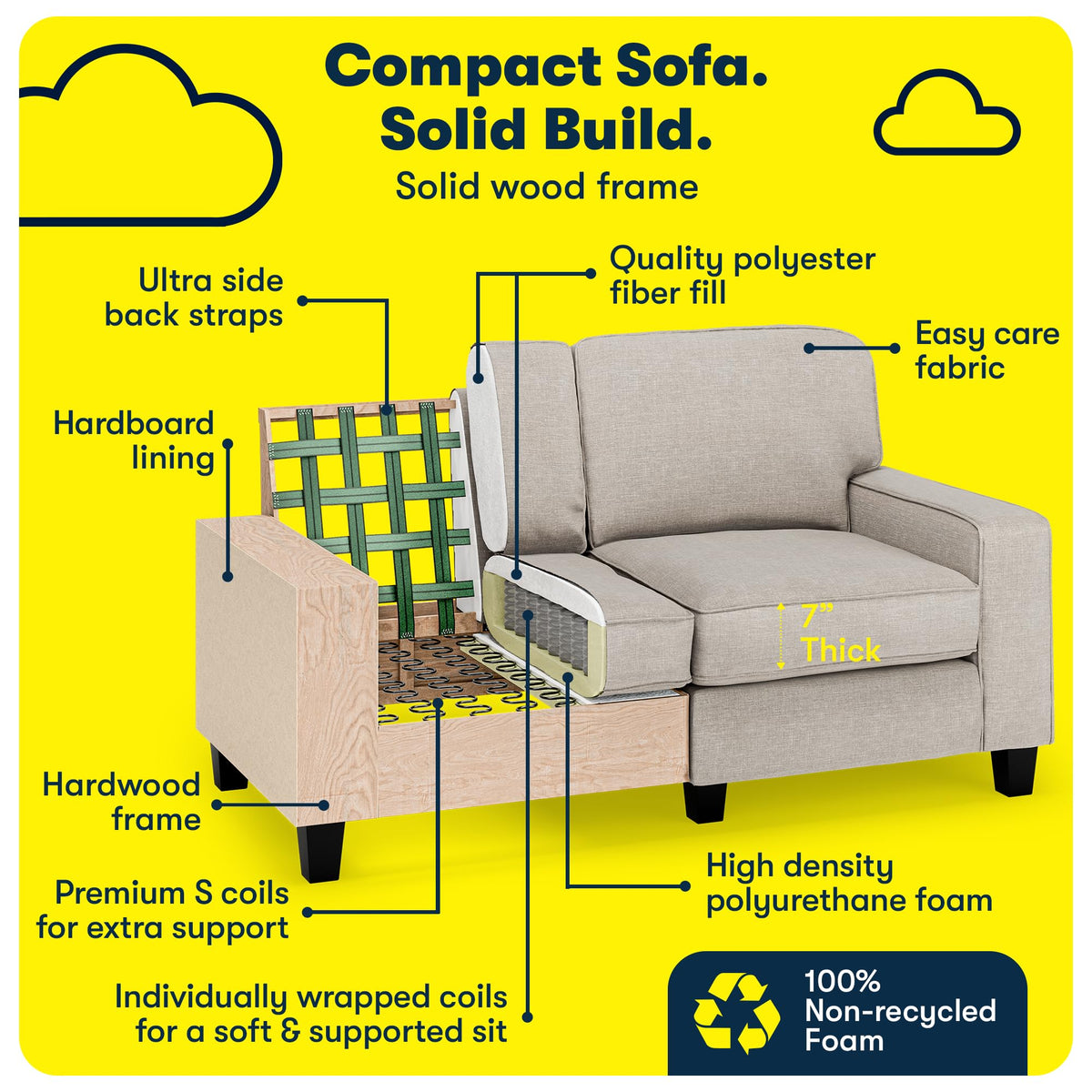 Light Gray Polyester Sofa W781536