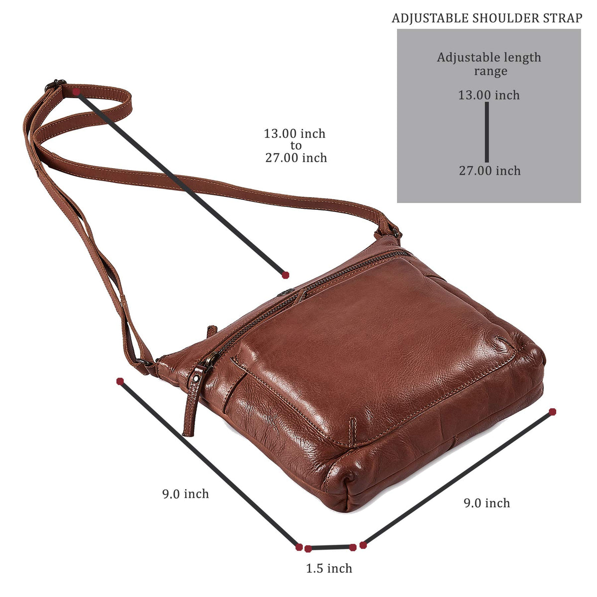 Small Genuine Leather Crossbody Bag with Adjustable Strap F617607