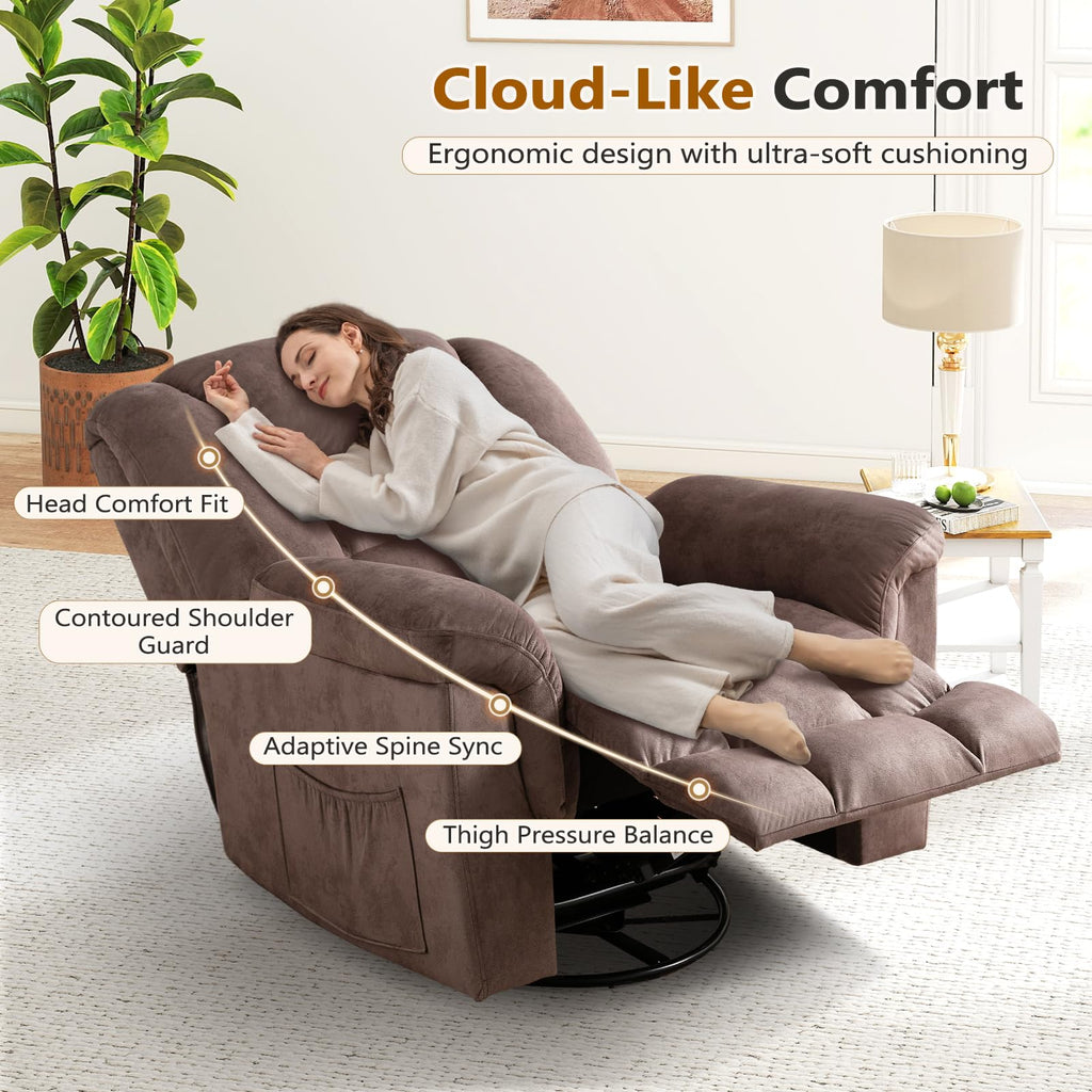 Oversized Manual Swivel Rocker Recliner Chair J9470