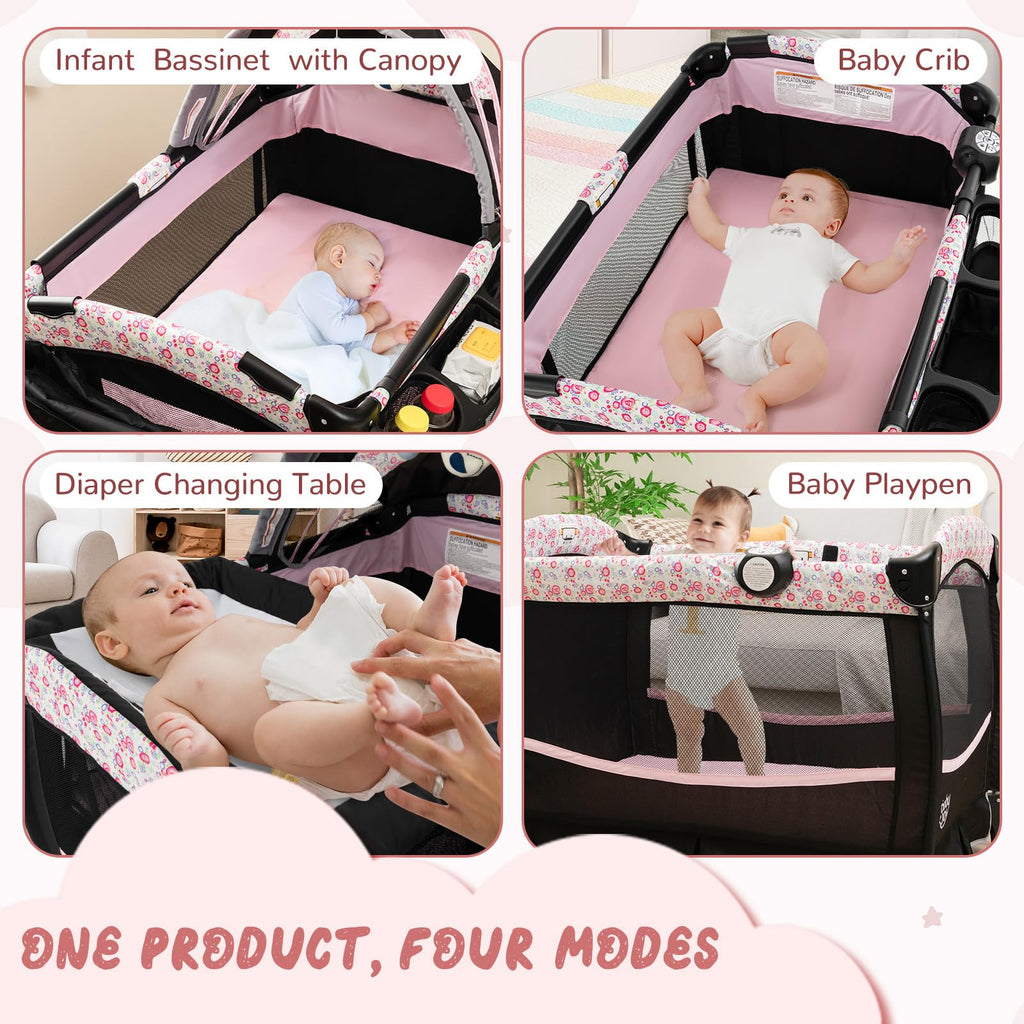 4 in 1 Portable Baby Playpen with Bassinet M9252
