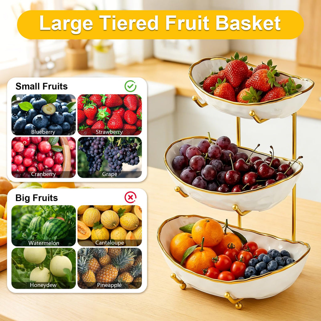 3-Tier Ceramic Fruit Bowl with Stand H1214