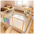 Foldable Wood Baby Playpen with Built-in Toys 57"x57" E3287