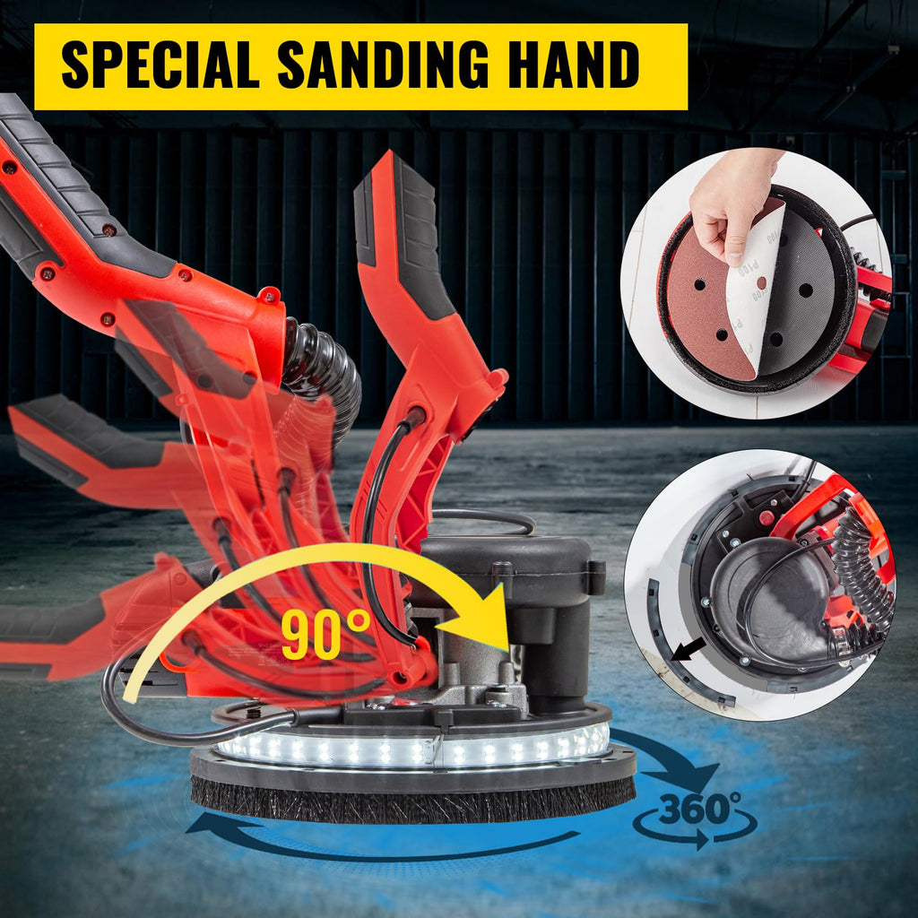 850W Variable Speed Electric Drywall Sander with Vacuum Bag U8935