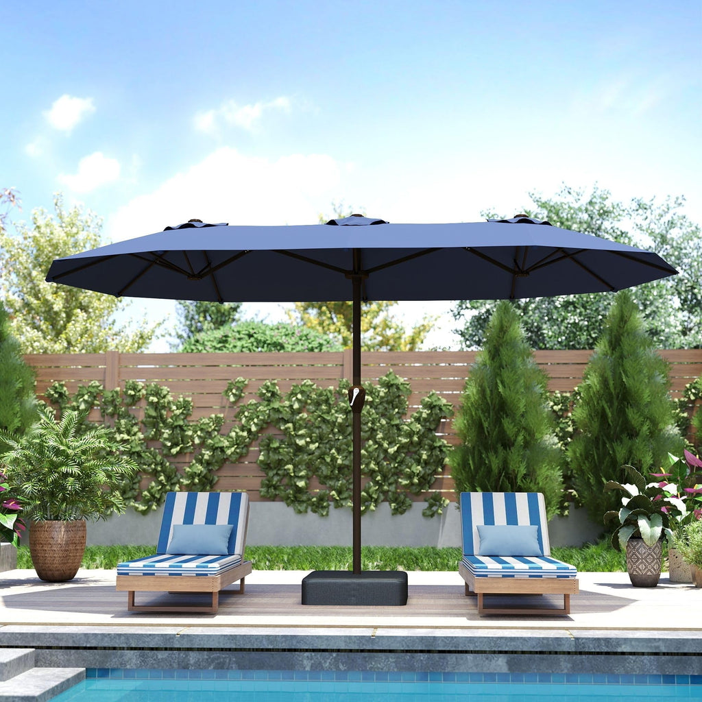 15ft Double-Sided Rectangle Patio Umbrella with Base T449312
