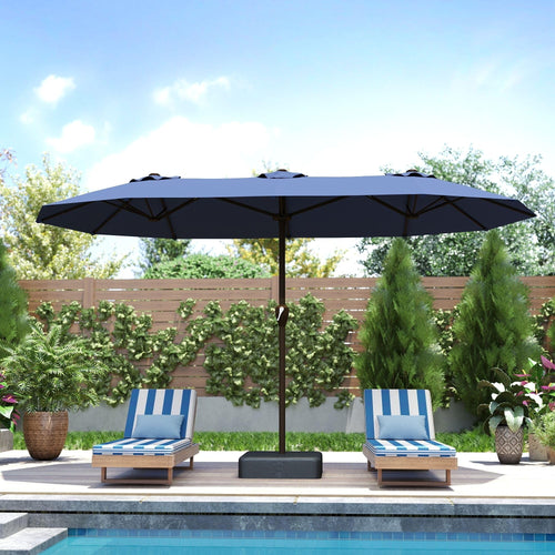 15ft Double-Sided Rectangle Patio Umbrella with Base T449312