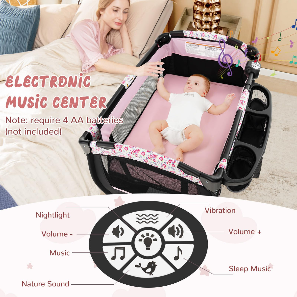4 in 1 Portable Baby Playpen with Bassinet M9252