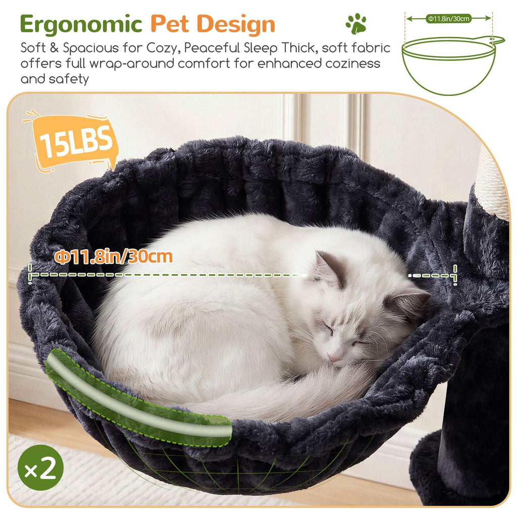 70 Inch Dark Gray Cat Tree with Scratching Post O2112