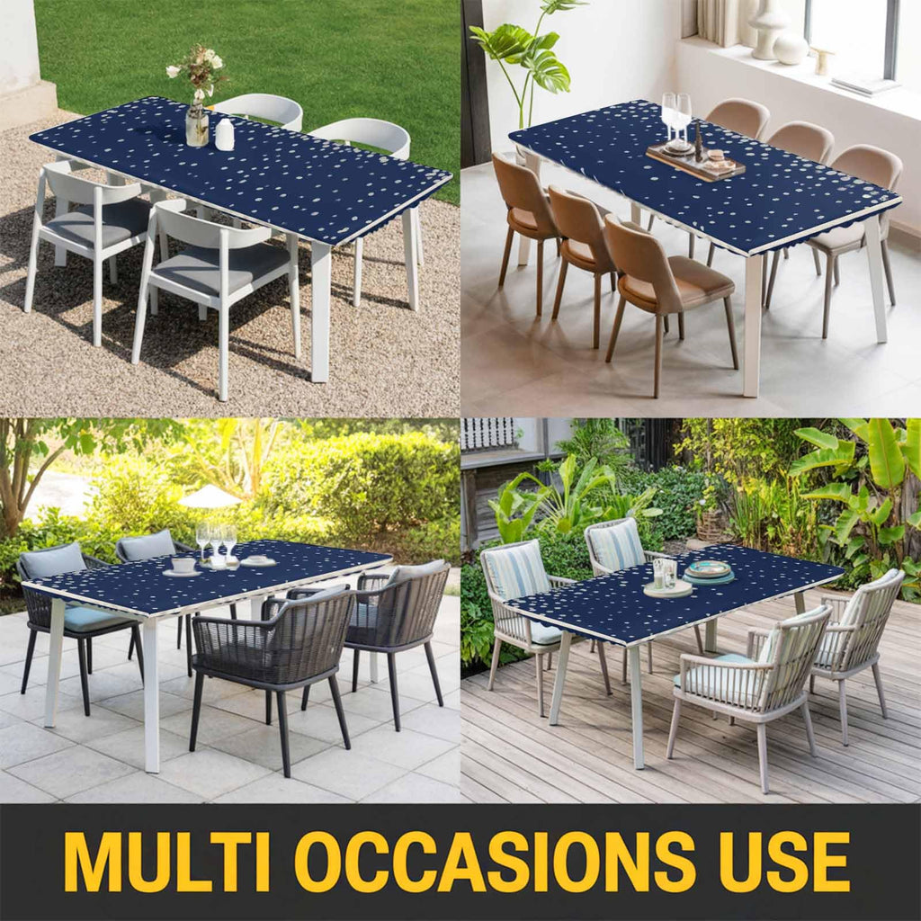 Silver Speckle Fitted Rectangle Tablecloth 32" x 72" Navy Blue Elastic Waterproof Table Cover G48136
