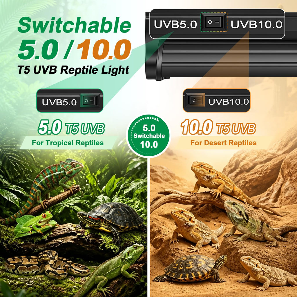 12Inch T5 UVB Reptile Light Fixture Combo Kit with Cycle Timer J271659