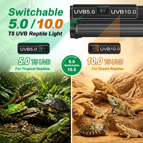12Inch T5 UVB Reptile Light Fixture Combo Kit with Cycle Timer J271659