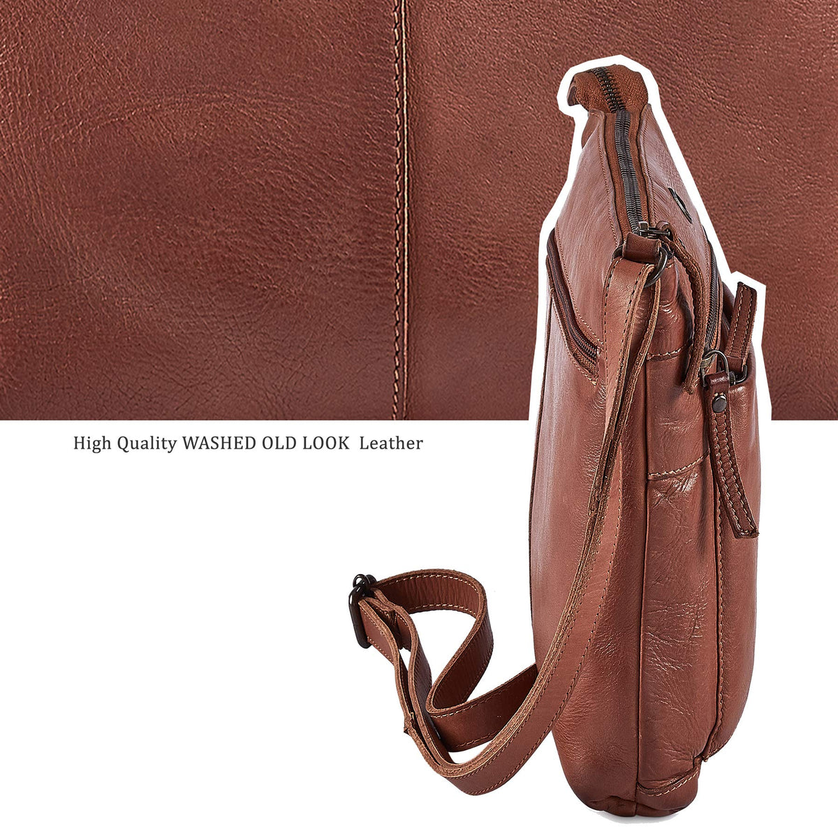 Small Genuine Leather Crossbody Bag with Adjustable Strap F617607