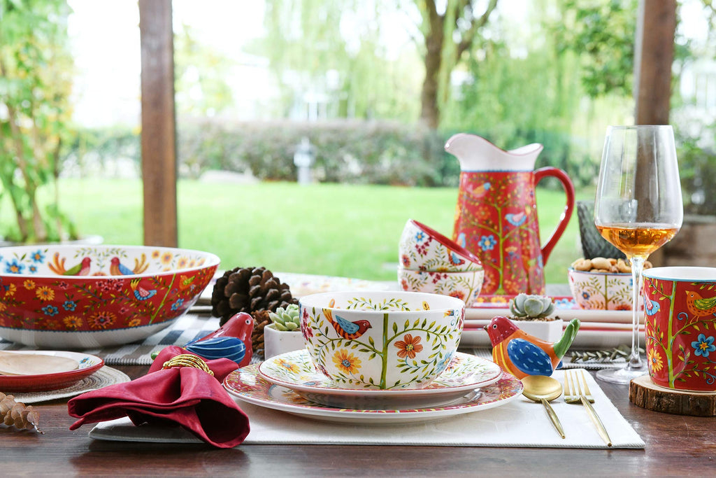 Red Ceramic 16 pcs Dinnerware Set, Service for 4 E314