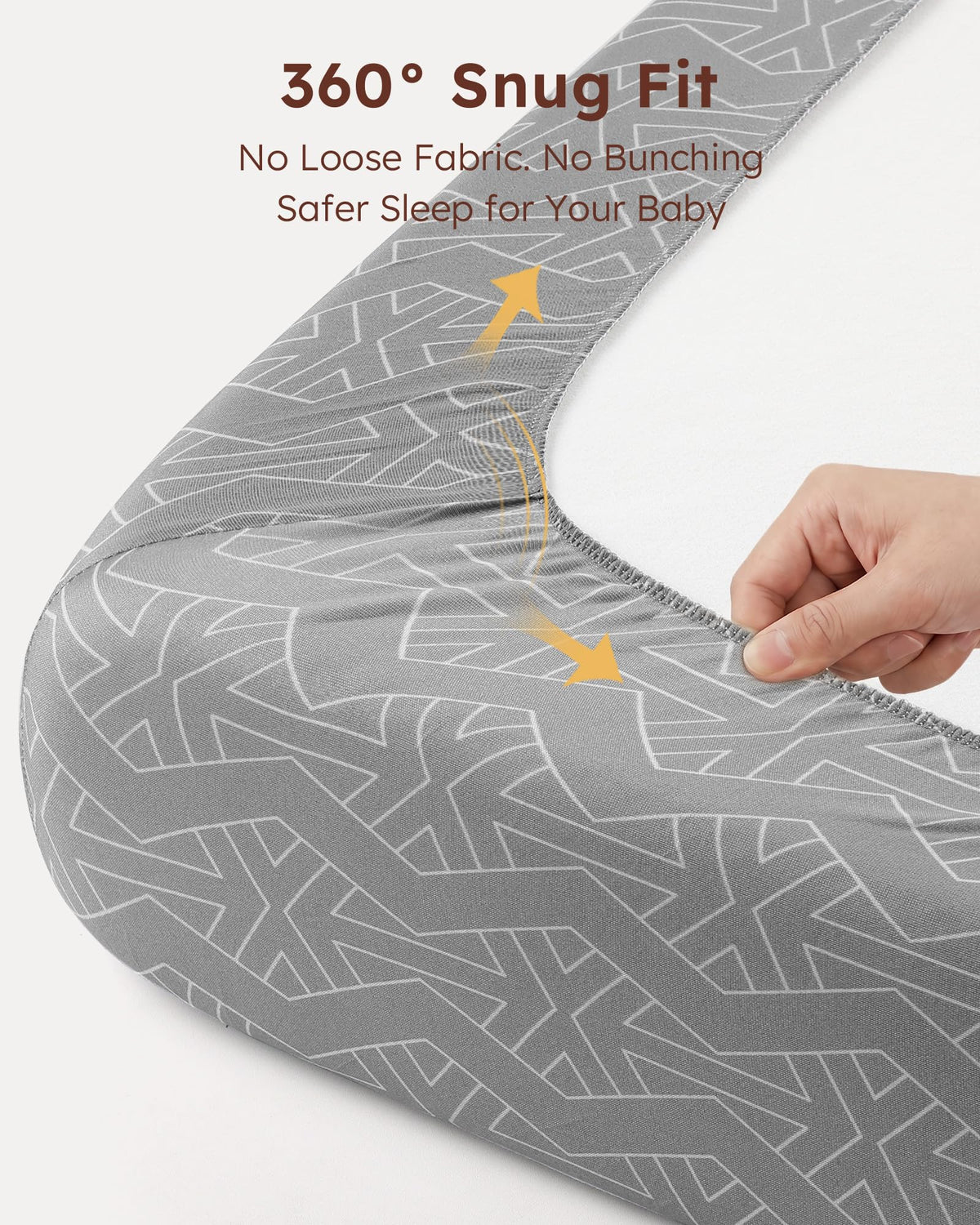 Baby Pack and Play Sheets Fitted 38x26 White Dark Gray C3660