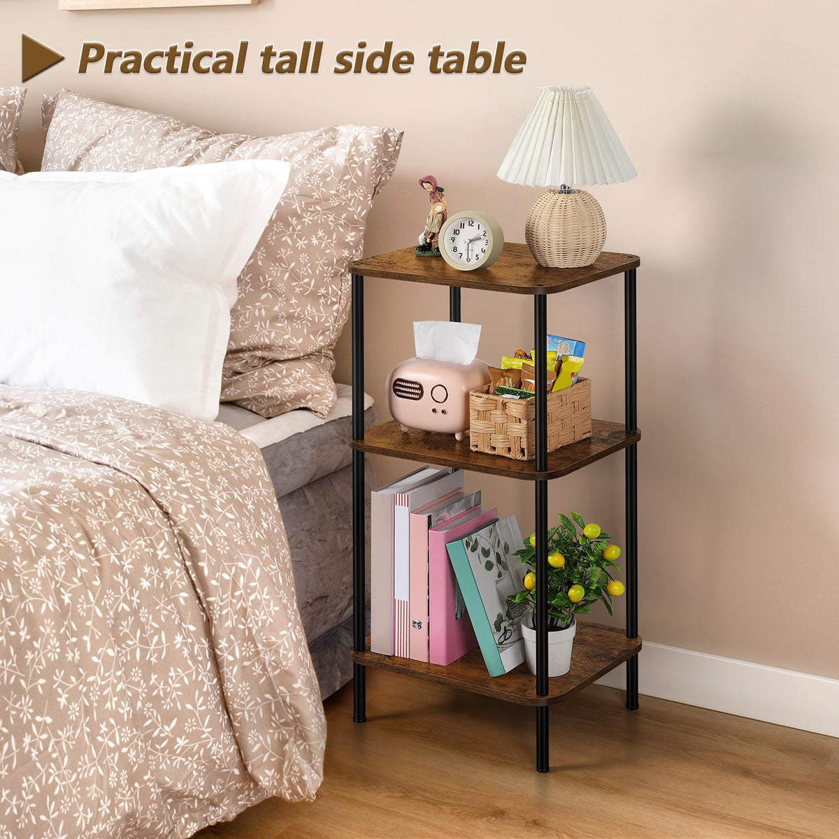 3 Tier Rustic Brown End Table B945