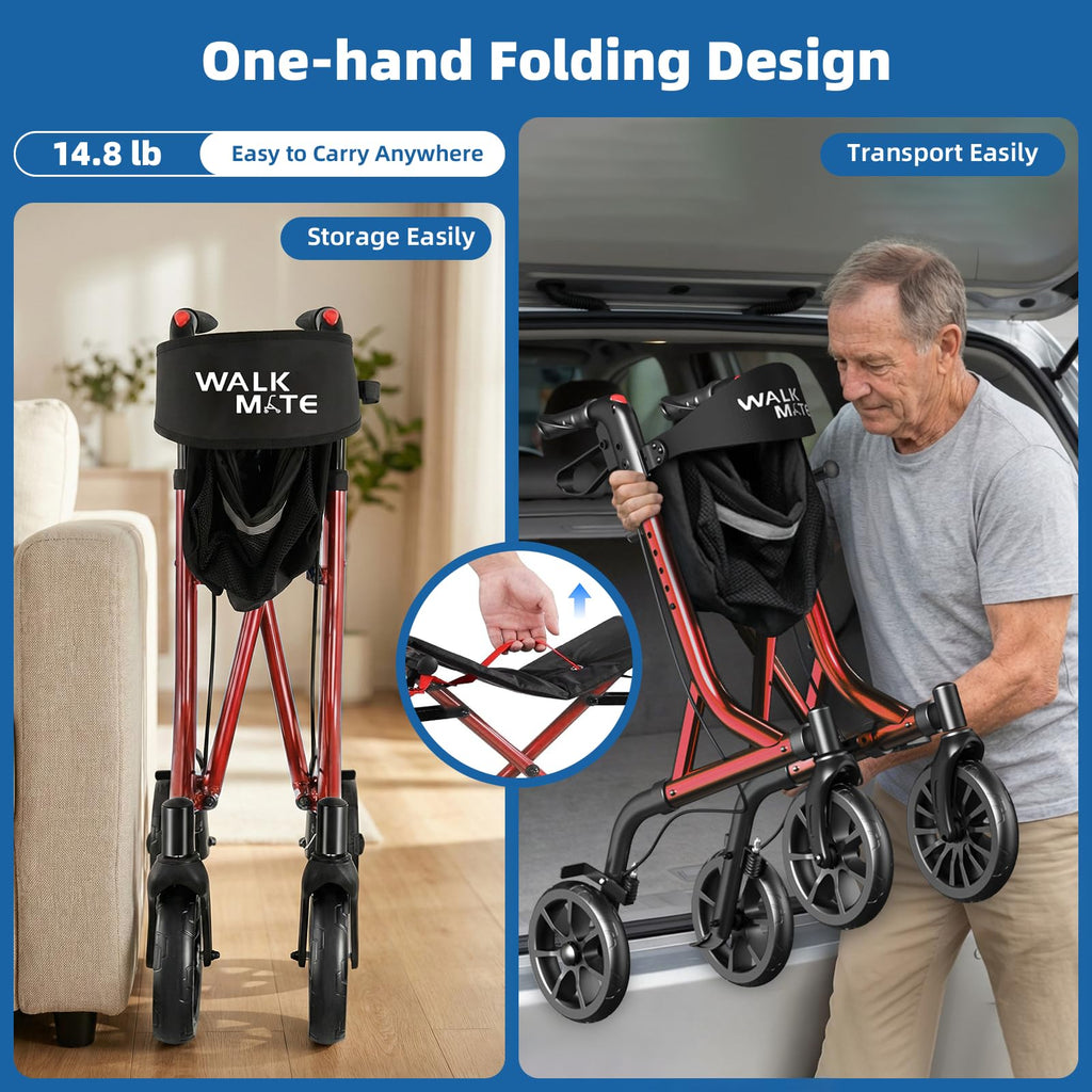 Lightweight Foldable Rollator Walker with Seat O11437