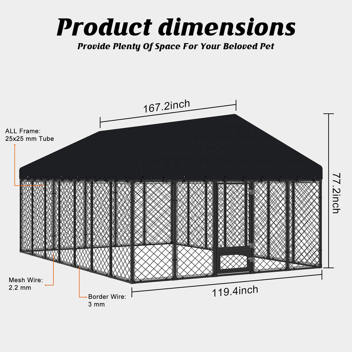10x14FT Outdoor Dog Kennel with Roof W84852