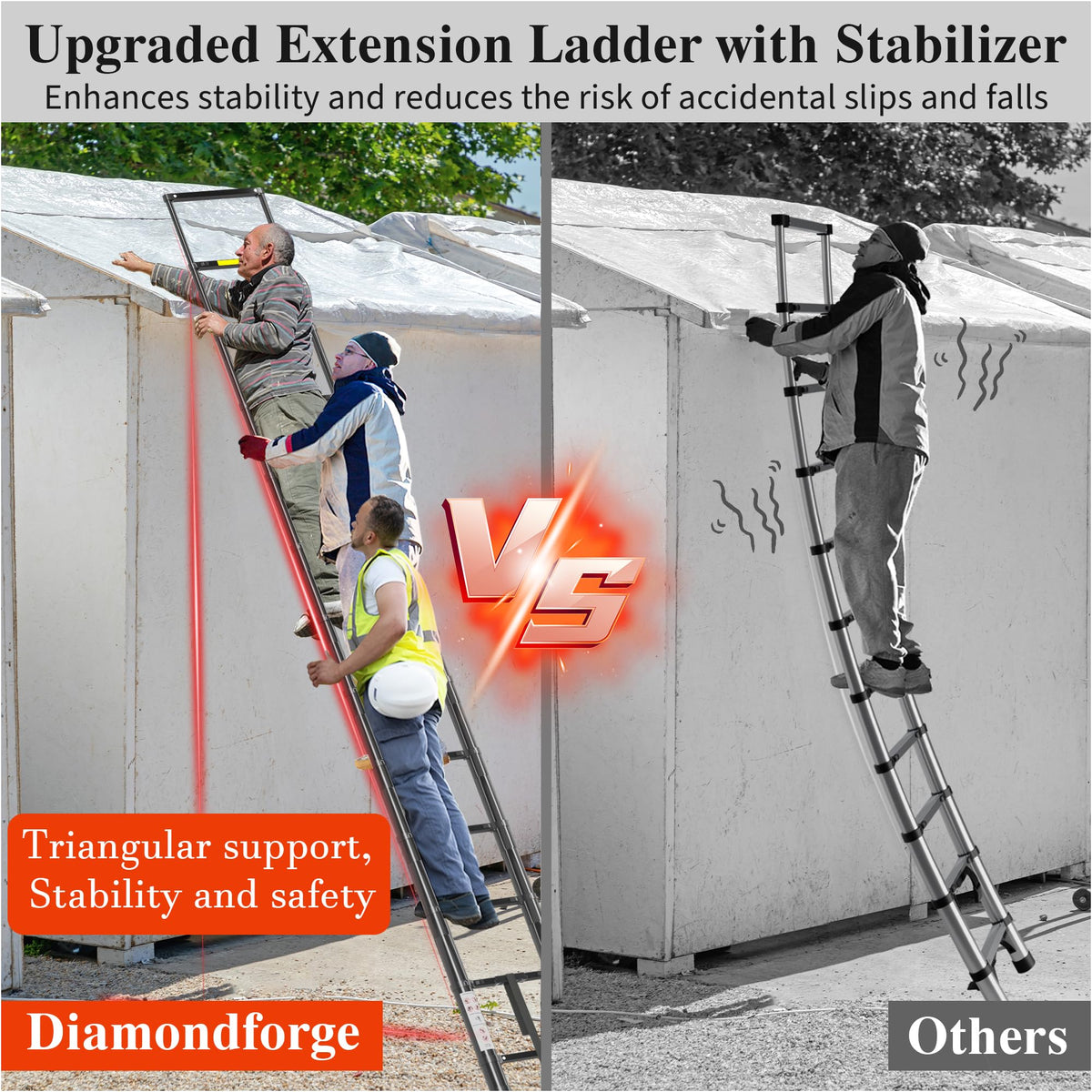12.5 FT Black Aluminum Telescoping Ladder W2594