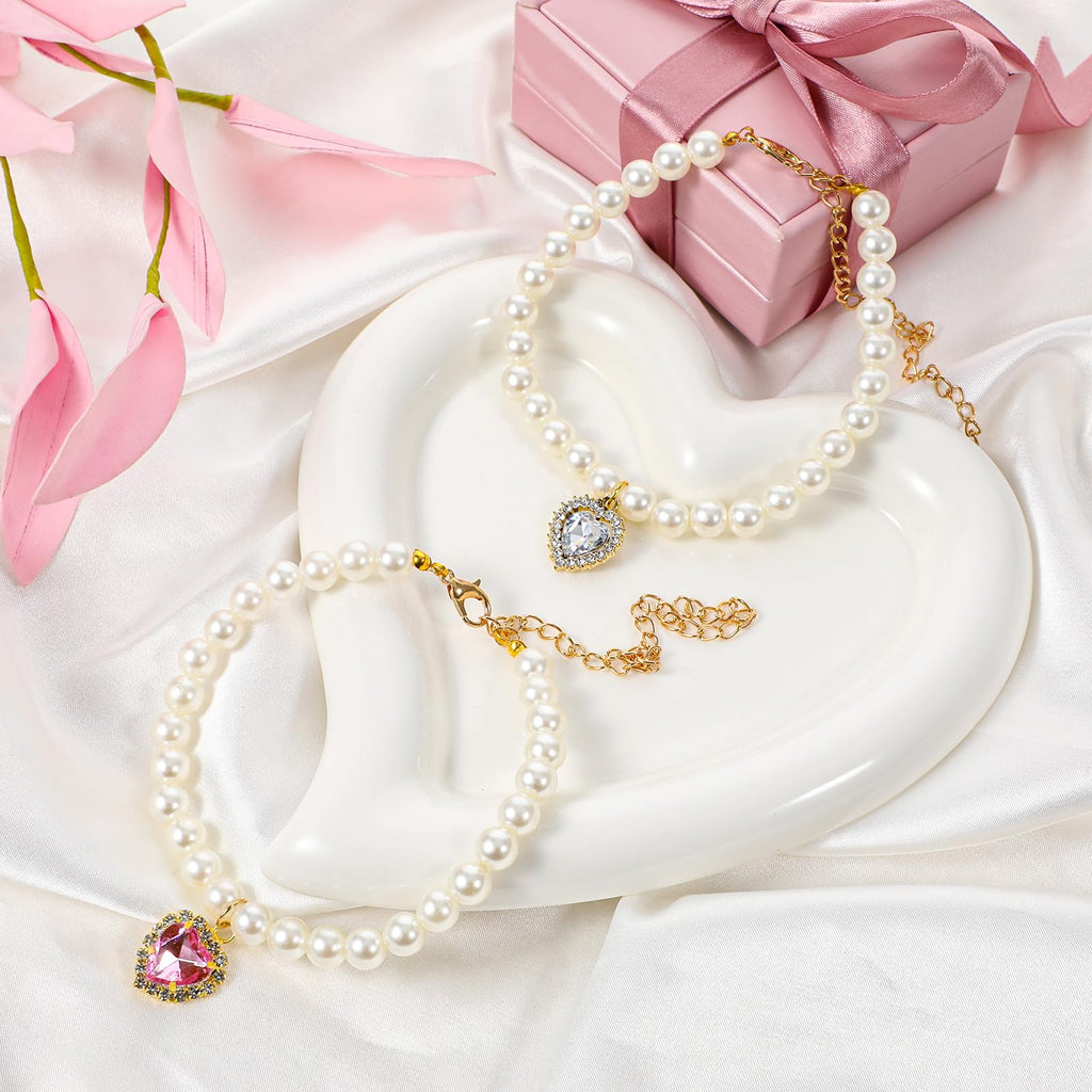 Pink White Pearl Cat Dog Collar V7745