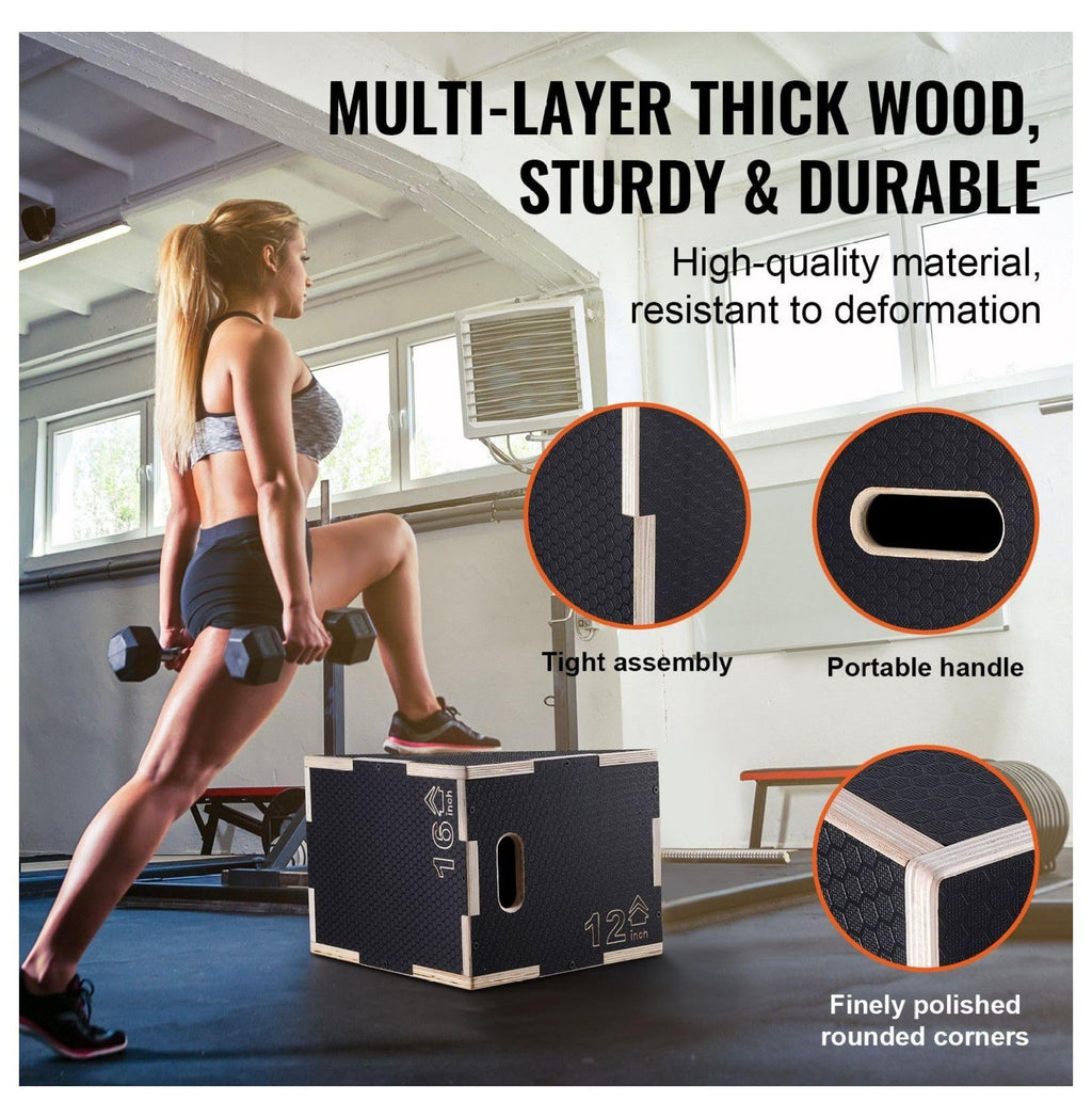16/14/12 Inch Wooden Plyometric Jump Box L7298