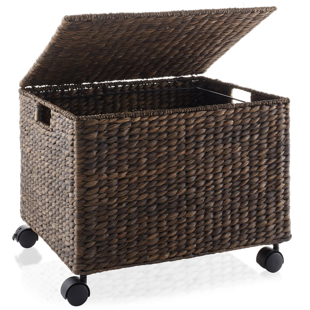 Espresso Rolling File Organizer with Lid and Wheels R63396