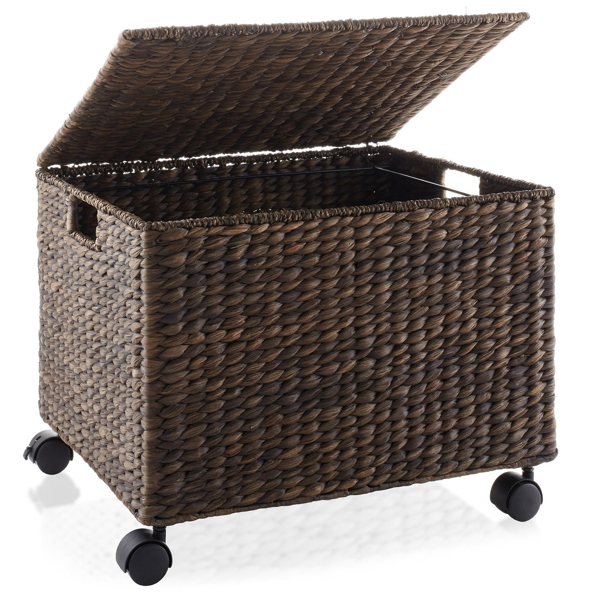 Espresso Rolling File Organizer with Lid and Wheels R63396