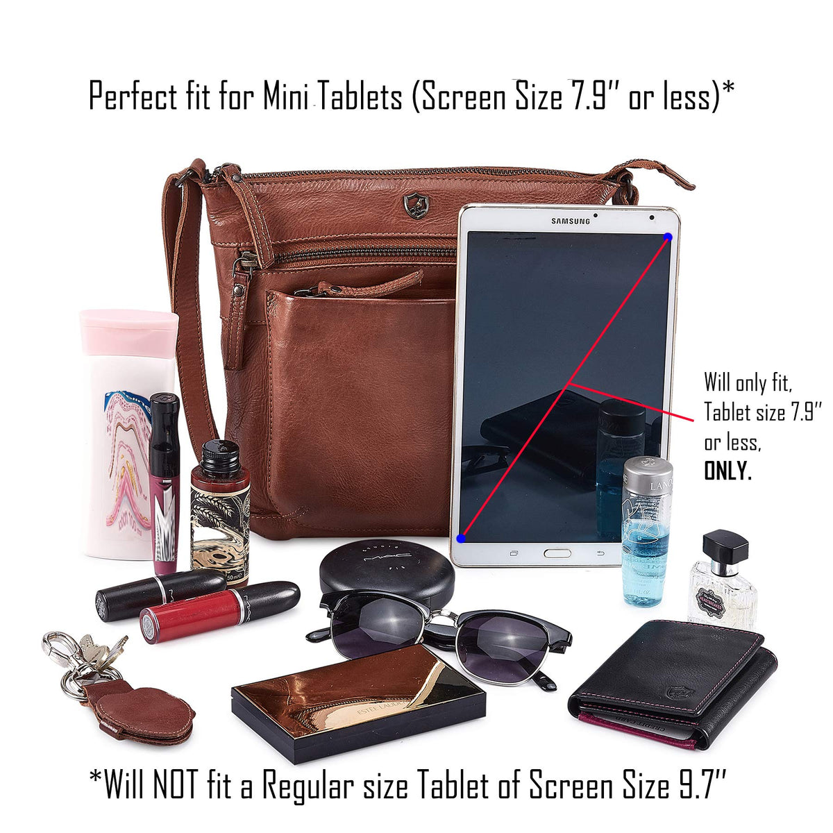 Small Genuine Leather Crossbody Bag with Adjustable Strap F617607