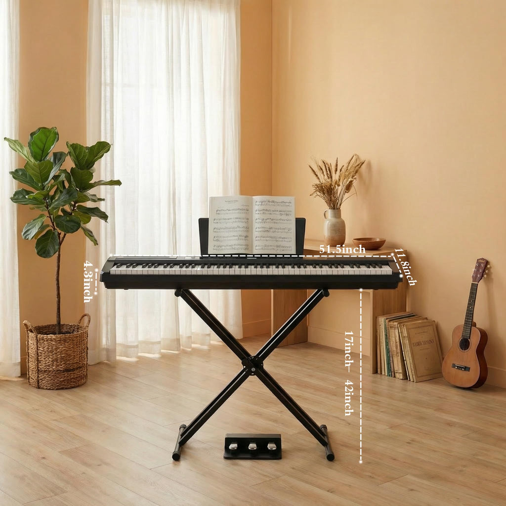 88 Key Weighted Hammer Action Digital Piano with Stand and 3 Pedal Unit T2802