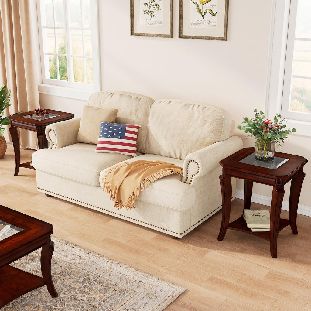 Set of 2 Solid Wood End Table W95362