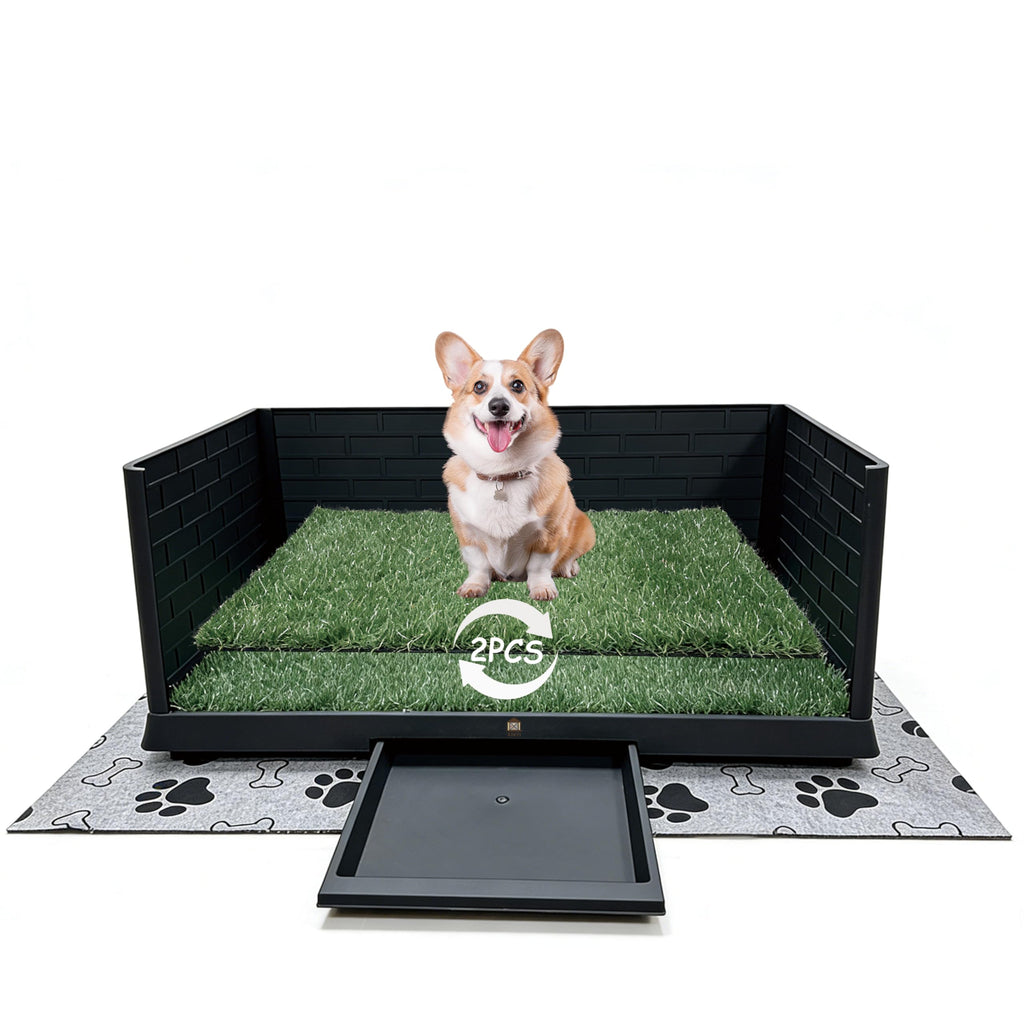 Dog Grass Pad with Tray, 30" X 20", with 2 Reusable Grass Pads P828